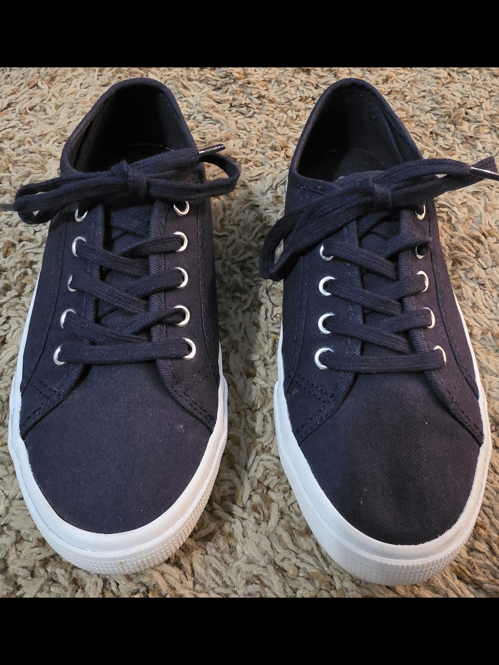 Womens Old Navy Navy Blue Canvas Low-Top Sneakers Size:6